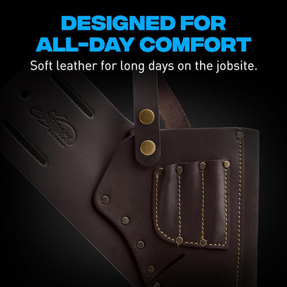 Leather Tool Holsters & Pouches – Hammer, Tape Measure, Utility & Roofer’s Knife Holders – Durable Oil-Tanned Leather for 2" Tool Belts