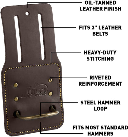 Leather Tool Holsters & Pouches – Hammer, Tape Measure, Utility & Roofer’s Knife Holders – Durable Oil-Tanned Leather for 2" Tool Belts