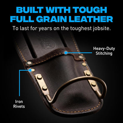 Leather Tool Holsters & Pouches – Hammer, Tape Measure, Utility & Roofer’s Knife Holders – Durable Oil-Tanned Leather for 2" Tool Belts