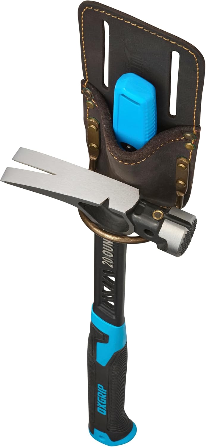 Leather Tool Holsters & Pouches – Hammer, Tape Measure, Utility & Roofer’s Knife Holders – Durable Oil-Tanned Leather for 2" Tool Belts