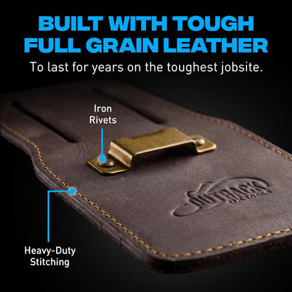 Leather Tool Holsters & Pouches – Hammer, Tape Measure, Utility & Roofer’s Knife Holders – Durable Oil-Tanned Leather for 2" Tool Belts