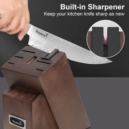 Knife Set, 15-Piece High Carbon Stainless Steel Knife Block Set | Razor-Sharp, Dishwasher Safe, Rust-Resistant, Ergonomic Handles Kitchen Knife Set with Sharpener Black EX