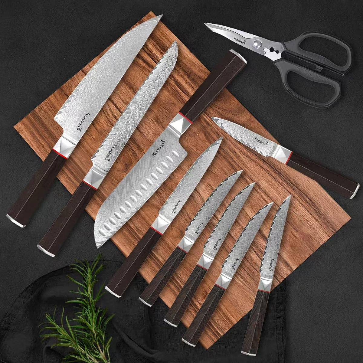 Knife Set, 15-Piece High Carbon Stainless Steel Knife Block Set | Razor-Sharp, Dishwasher Safe, Rust-Resistant, Ergonomic Handles Kitchen Knife Set with Sharpener Black EX