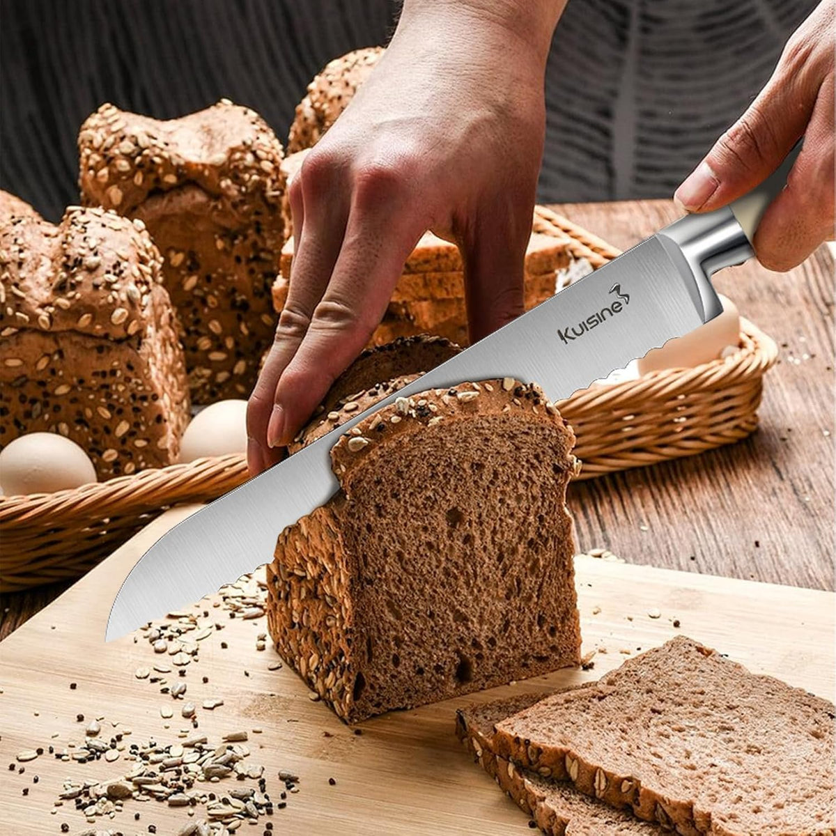 Knife Set, 15-Piece High Carbon Stainless Steel Knife Block Set | Razor-Sharp, Dishwasher Safe, Rust-Resistant, Ergonomic Handles Kitchen Knife Set with Sharpener Black EX