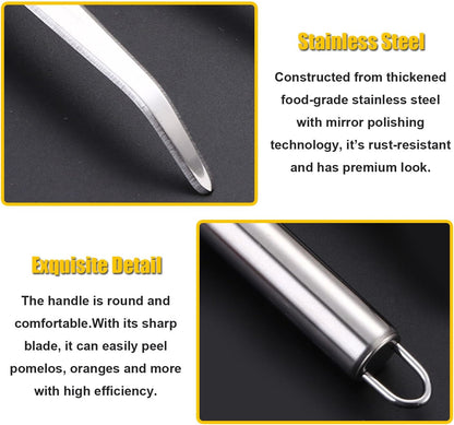 Stainless Steel Fruit Knife Orange Peeler Tools Grapefruit Utensils Tool for Citrus Lemon Kiwi Salads Melon Lime Pitaya Apple