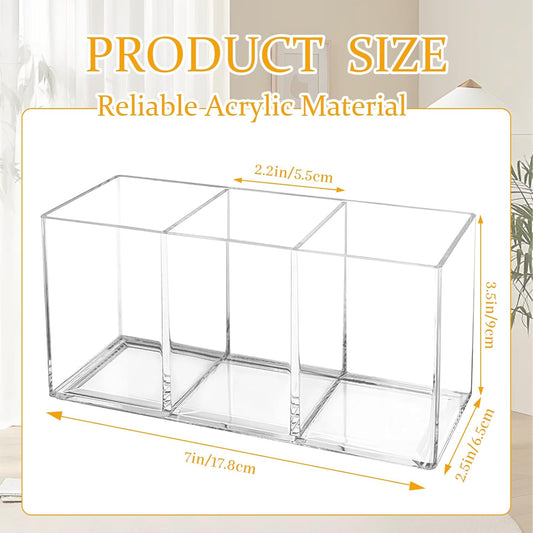 Clear Acrylic Cutlery Organizer 3 Section Utensil Caddy | Transparent Flatware Holder for Forks, Knives and Spoons, Kitchen Countertop Storage Organizer for Space Saving Use