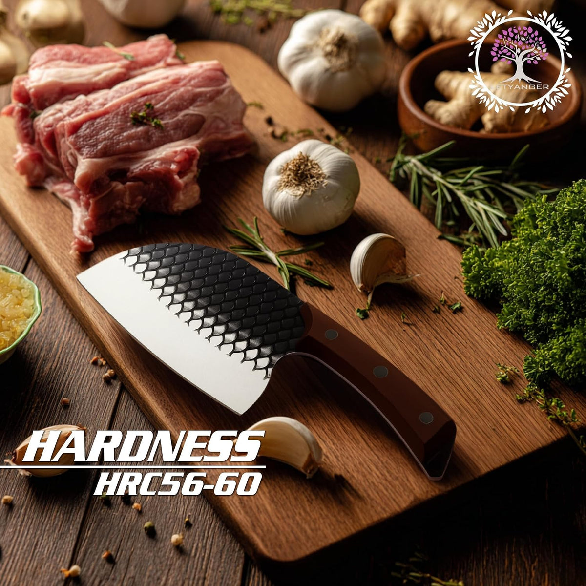 Full Tang Kitchen Knife Set with Carrybag with Butcher Paper Roll