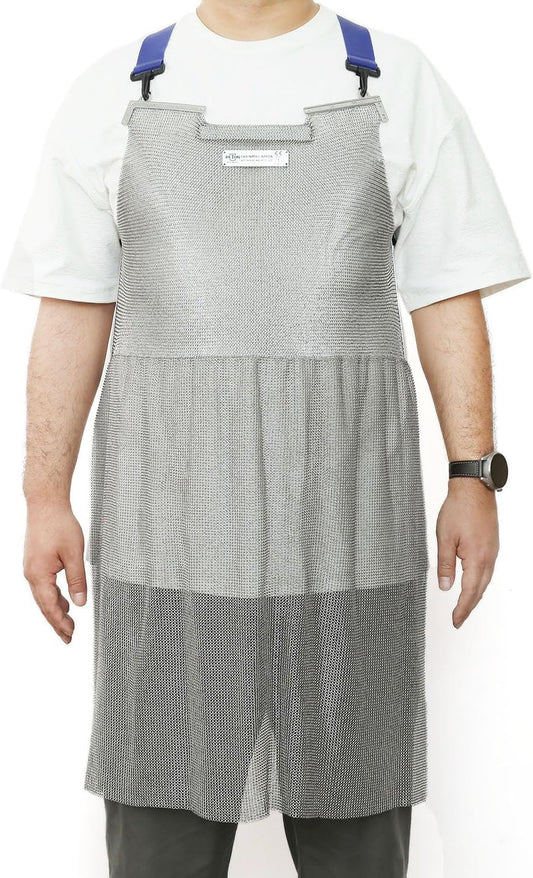 Chainmail Apron for Butcher,Heavy Duty Butcher Apron,Food Grade Cut Resistant Protective Work Aprons,Anti-cutting Meat Cut Proof,316L Stainless Steel Metal Mesh with Adjustable Strap(L)