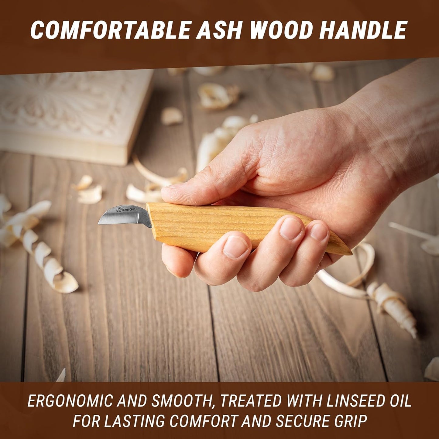 Chip Carving Knife C6 1" - Wood Carving Tools for Beginners and Kids - Small Whittling Knife for Detail