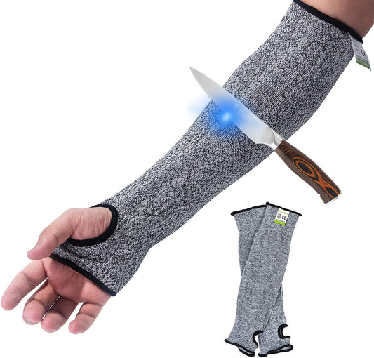 Cut Resistant Sleeves with Thumb Hole, Level 5 Protection, Slash Resistant Safety Protective Arm Sleeves, Safety Arm Guard for Garden Kitchen Yard Work Warehouse Farm (Size M)