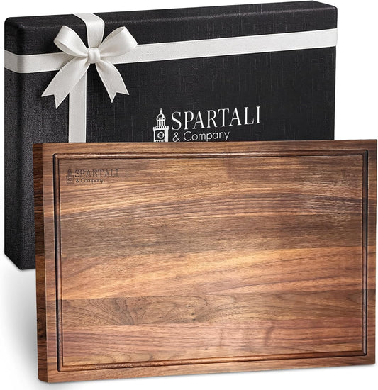 Premium Reversible Black Walnut Cutting Board with Juice Groove – 18" x 12” Hardwood Butcher Block for Meat, Cheese & Veggies – No Microplastics, BPA-Free, Gift-Ready Box