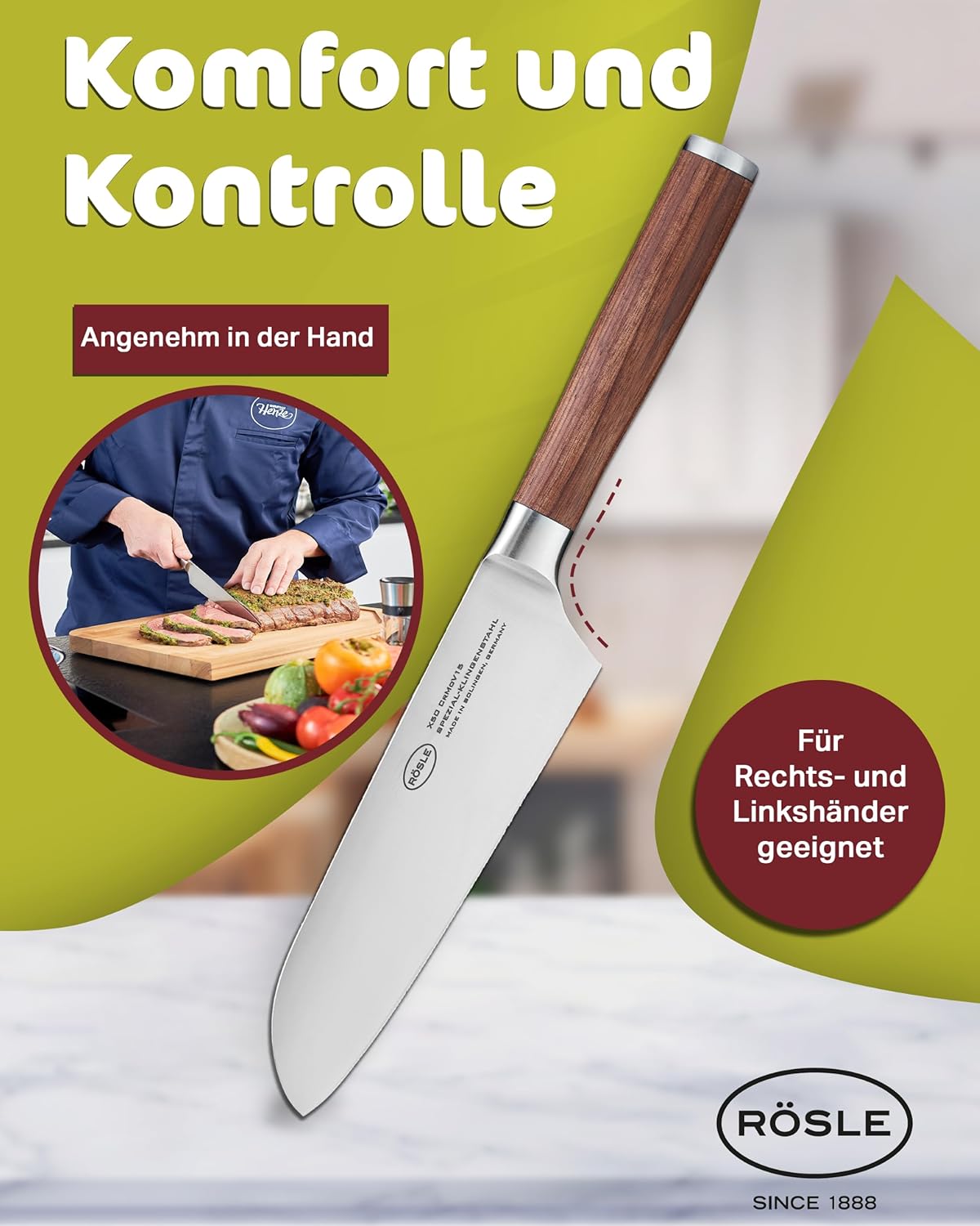 Rösle Masterclass Knife Collection, Santoku Knife, 8.6-inch Blade
