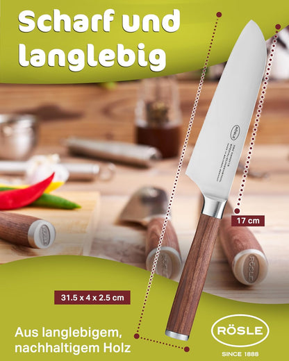 Rösle Masterclass Knife Collection, Santoku Knife, 8.6-inch Blade