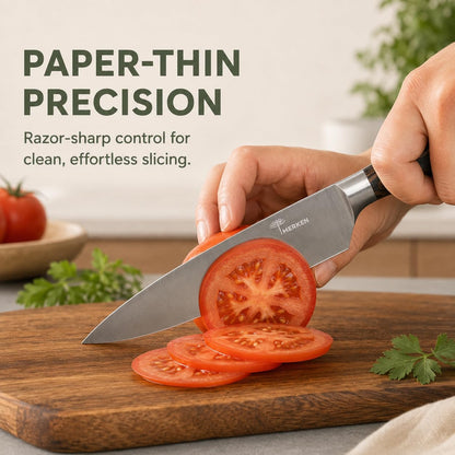 7-Inch Santoku Kitchen Knife, High-Carbon Stainless Steel, Hollow-Edge Blade for Fast Slicing, Comfortable Pakkawood Handle, Gift-Ready Box, Hand Wash for Easy Care