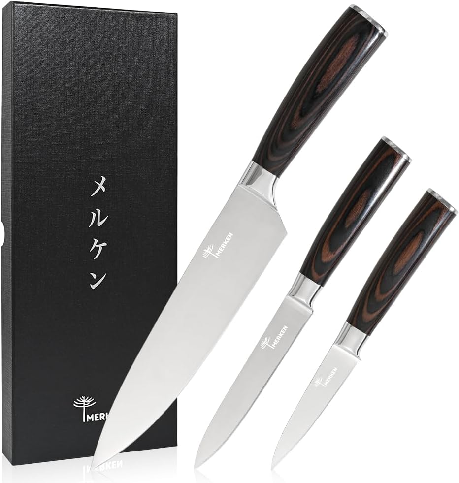 7-Inch Santoku Kitchen Knife, High-Carbon Stainless Steel, Hollow-Edge Blade for Fast Slicing, Comfortable Pakkawood Handle, Gift-Ready Box, Hand Wash for Easy Care