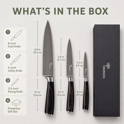 7-Inch Santoku Kitchen Knife, High-Carbon Stainless Steel, Hollow-Edge Blade for Fast Slicing, Comfortable Pakkawood Handle, Gift-Ready Box, Hand Wash for Easy Care