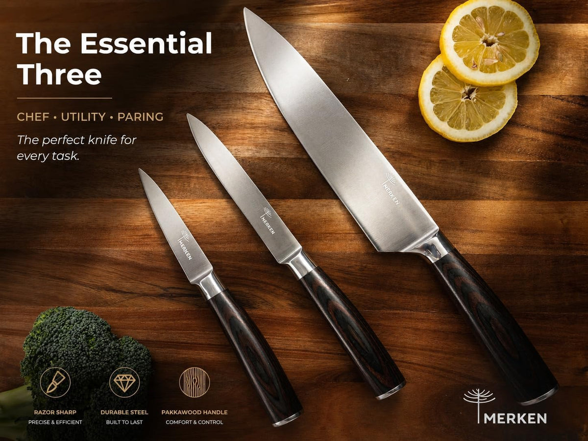 7-Inch Santoku Kitchen Knife, High-Carbon Stainless Steel, Hollow-Edge Blade for Fast Slicing, Comfortable Pakkawood Handle, Gift-Ready Box, Hand Wash for Easy Care