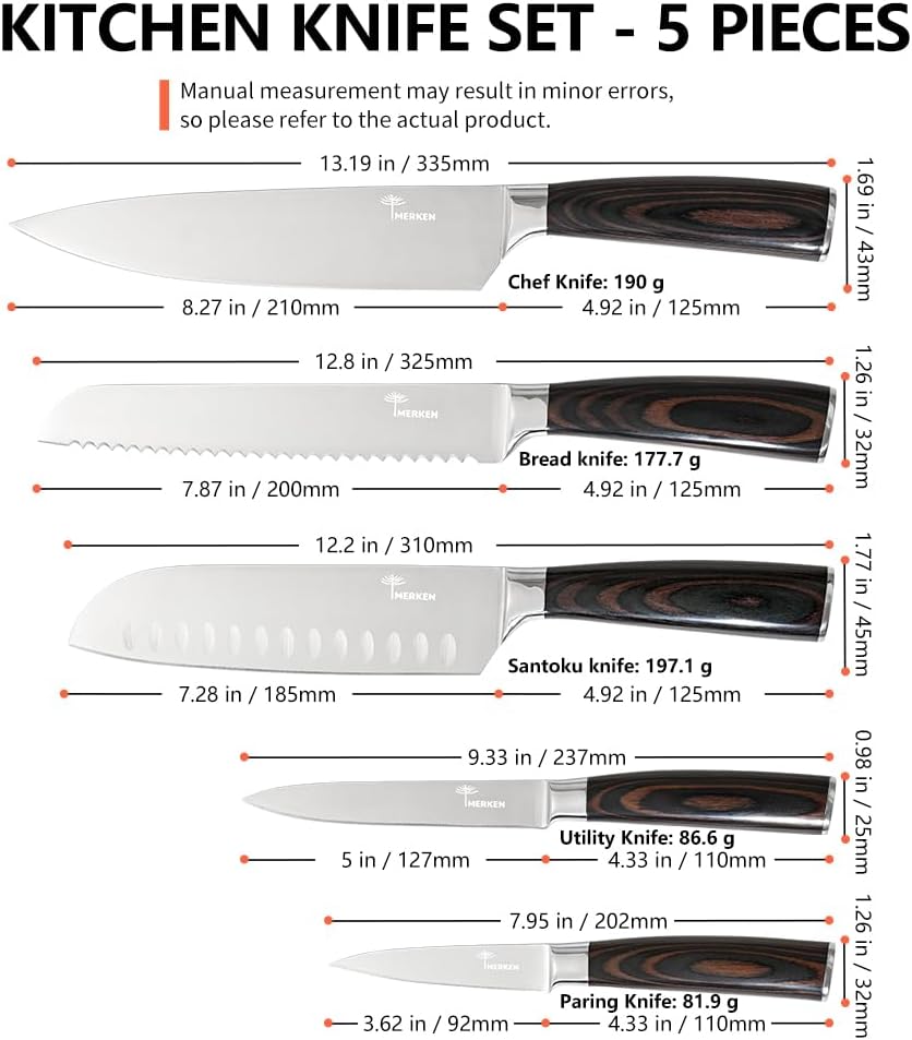 7-Inch Santoku Kitchen Knife, High-Carbon Stainless Steel, Hollow-Edge Blade for Fast Slicing, Comfortable Pakkawood Handle, Gift-Ready Box, Hand Wash for Easy Care