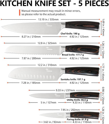 7-Inch Santoku Kitchen Knife, High-Carbon Stainless Steel, Hollow-Edge Blade for Fast Slicing, Comfortable Pakkawood Handle, Gift-Ready Box, Hand Wash for Easy Care