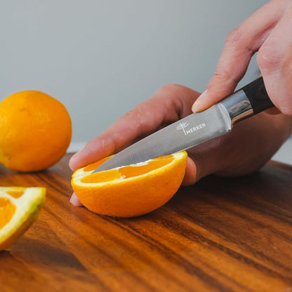 7-Inch Santoku Kitchen Knife, High-Carbon Stainless Steel, Hollow-Edge Blade for Fast Slicing, Comfortable Pakkawood Handle, Gift-Ready Box, Hand Wash for Easy Care