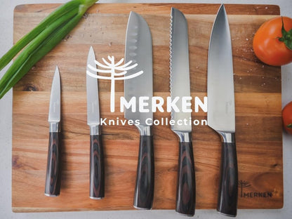 7-Inch Santoku Kitchen Knife, High-Carbon Stainless Steel, Hollow-Edge Blade for Fast Slicing, Comfortable Pakkawood Handle, Gift-Ready Box, Hand Wash for Easy Care