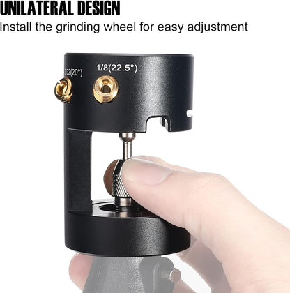 3mirrors ALUMINUM Tungsten Electrode Sharpener Grinder TIG Welding Tool Single Column Open Design w/Cut-Off Slot Multi-Angle &Offsets, Horizontal Hole, 4 Screw Holes &2X CNC Mandrel &5X 25mm Wheels