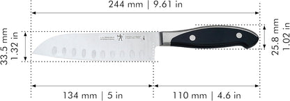 Forged Synergy 7-inch Hollow Edge Santoku Knife, Black/Stainless Steel