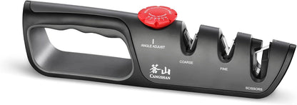 Cangshan 1026108 3-Stage Adjustable 14-24 Degree Professional Knife + Scissor Sharpener Black