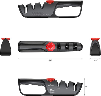 Cangshan 1026108 3-Stage Adjustable 14-24 Degree Professional Knife + Scissor Sharpener Black