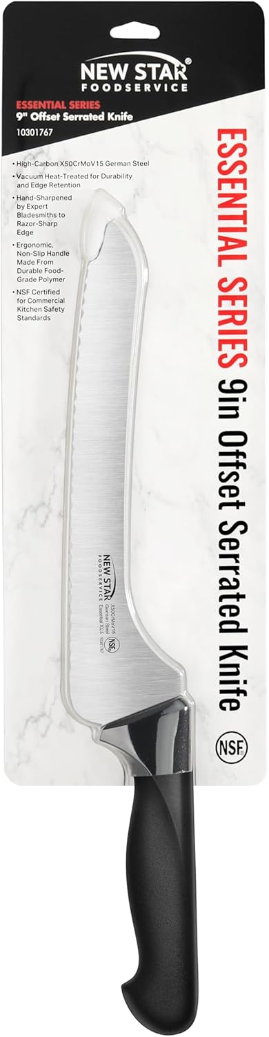 Essential 9-Inch Offset Serrated Bread Knife, German Steel