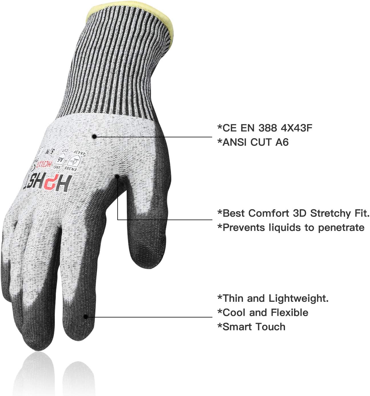 Cut Resistant Gloves Level A6 Cut Proof Work Gloves Smart Touch
