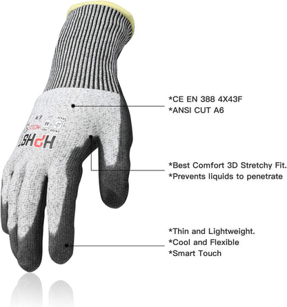 Cut Resistant Gloves Level A6 Cut Proof Work Gloves Smart Touch