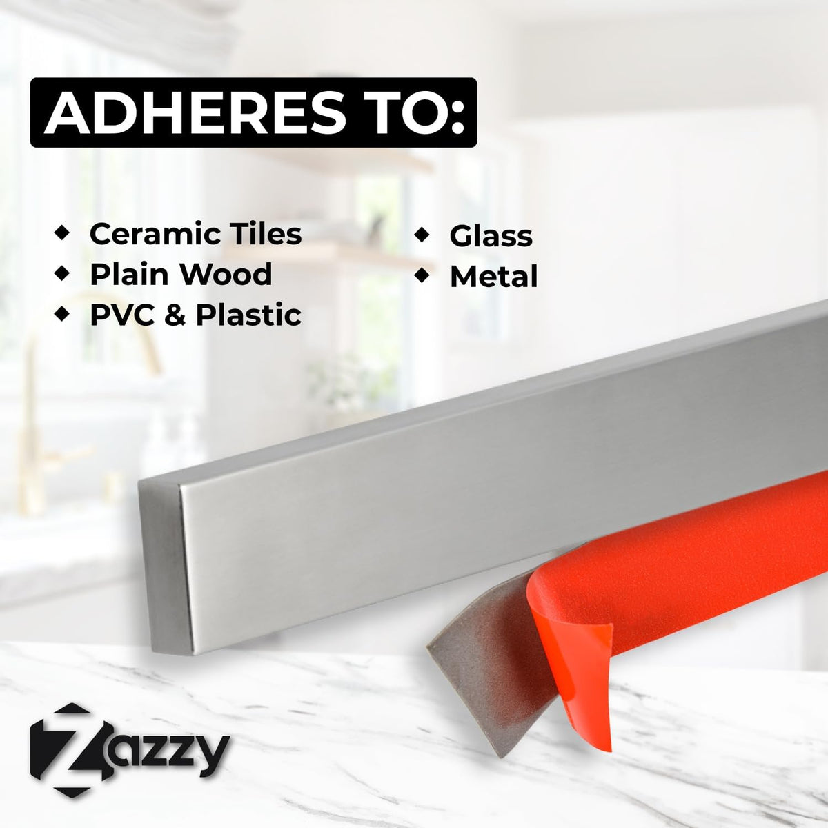 Premium 16-Inch Stainless Steel Magnetic Knife Holder for Wall and Fridge - Powerful Knife Magnetic Strip for Kitchen & Tools Organization, Extra Strong Holds up to 30 LBs include Tape and screws