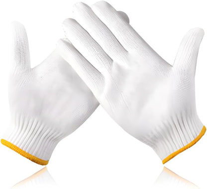 Unisex white cotton polyester knittedsafety gloves,suitable for gardening,warehouse,cooking work-12/36/240 pairs