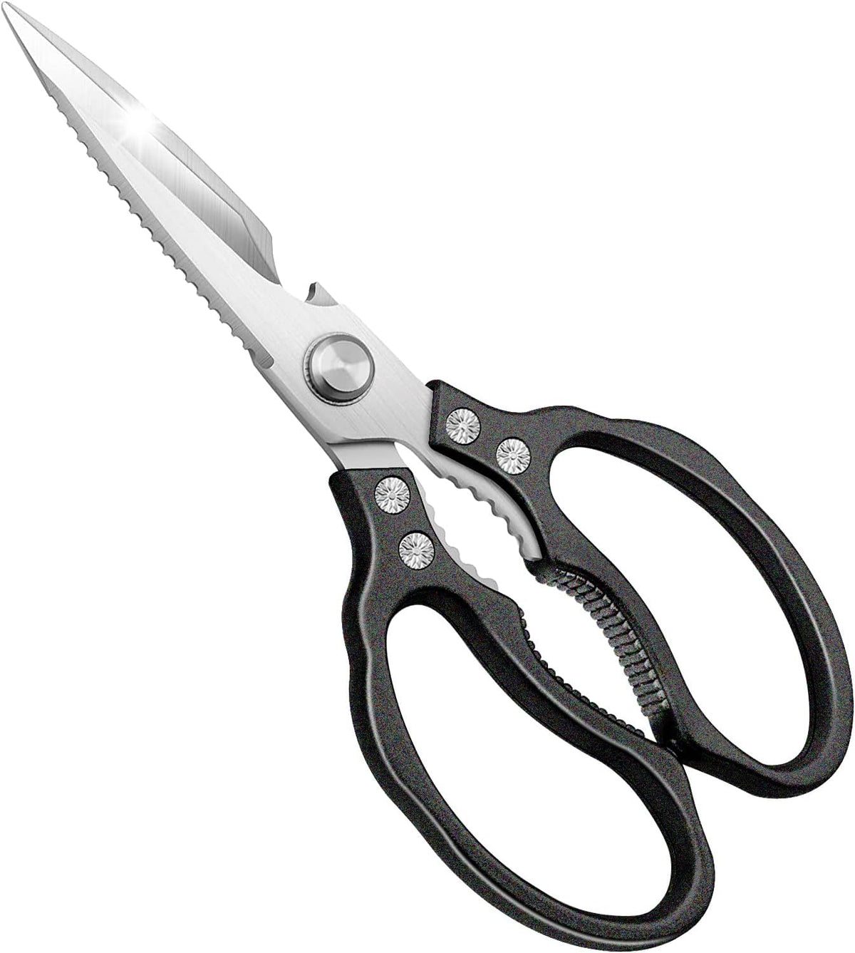 Kitchen Scissors, Multi-Purpose Kitchen Shears, Heavy Duty Dishwasher Safe Food Scissors for Chicken, Poultry, Fish, Meat & Herbs with Non-Slip Grips - Sliver