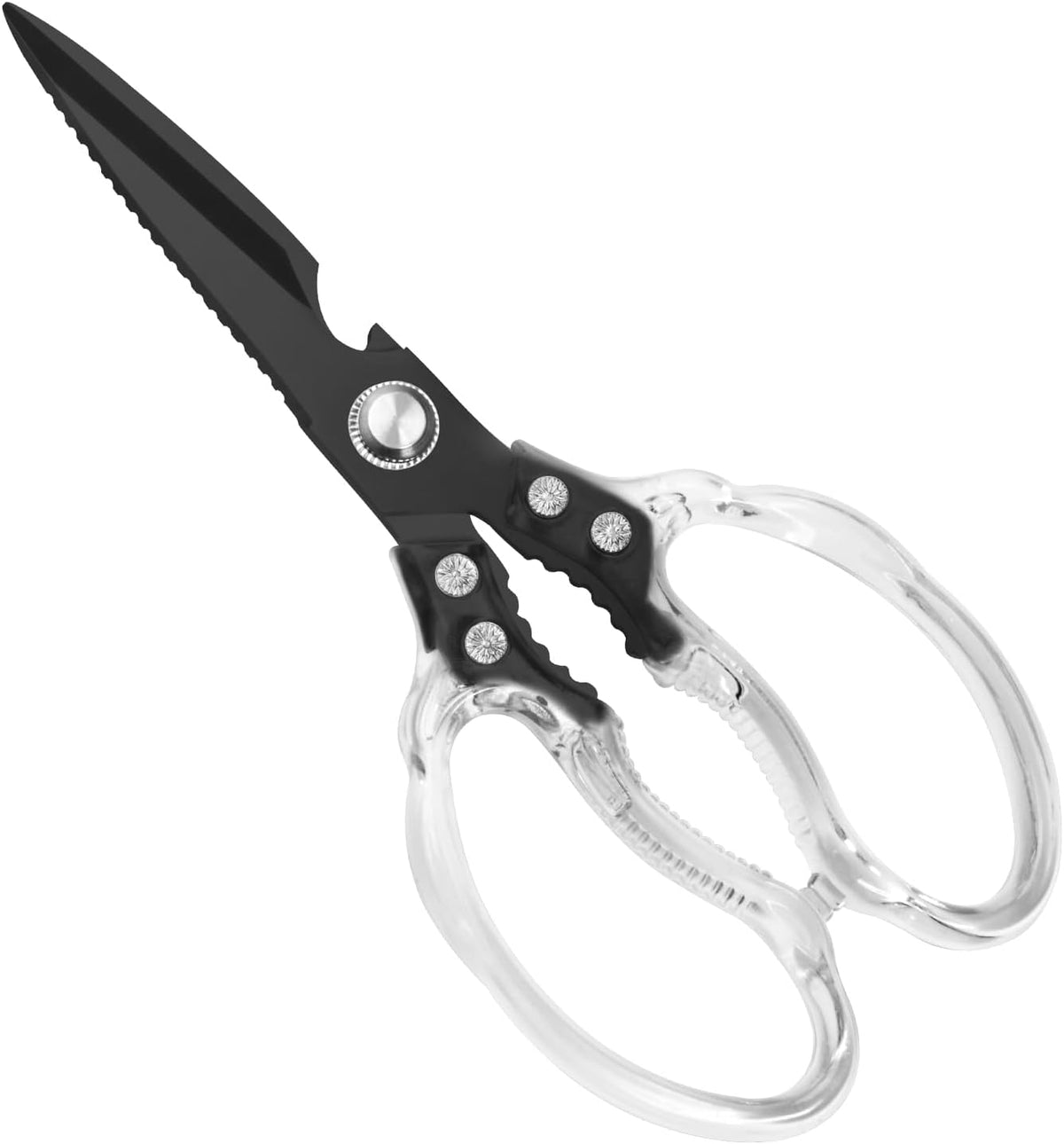 Kitchen Scissors, Multi-Purpose Kitchen Shears, Heavy Duty Dishwasher Safe Food Scissors for Chicken, Poultry, Fish, Meat & Herbs with Non-Slip Grips - Sliver