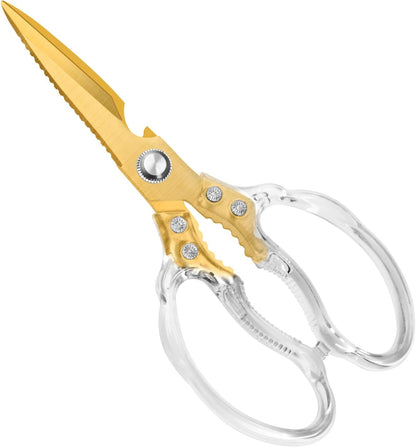 Kitchen Scissors, Multi-Purpose Kitchen Shears, Heavy Duty Dishwasher Safe Food Scissors for Chicken, Poultry, Fish, Meat & Herbs with Non-Slip Grips - Sliver