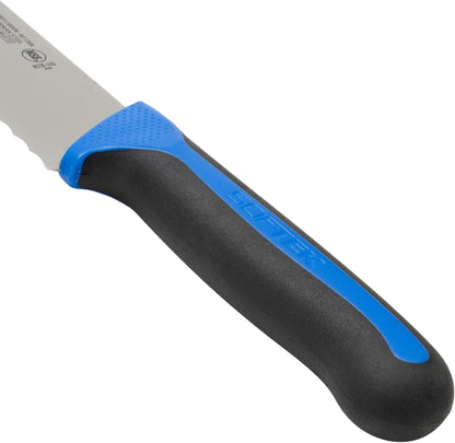 Sof-Tek, 10" Wide Bread/Pastry Knife, Soft Grip Handle,Silver/Black/Blue