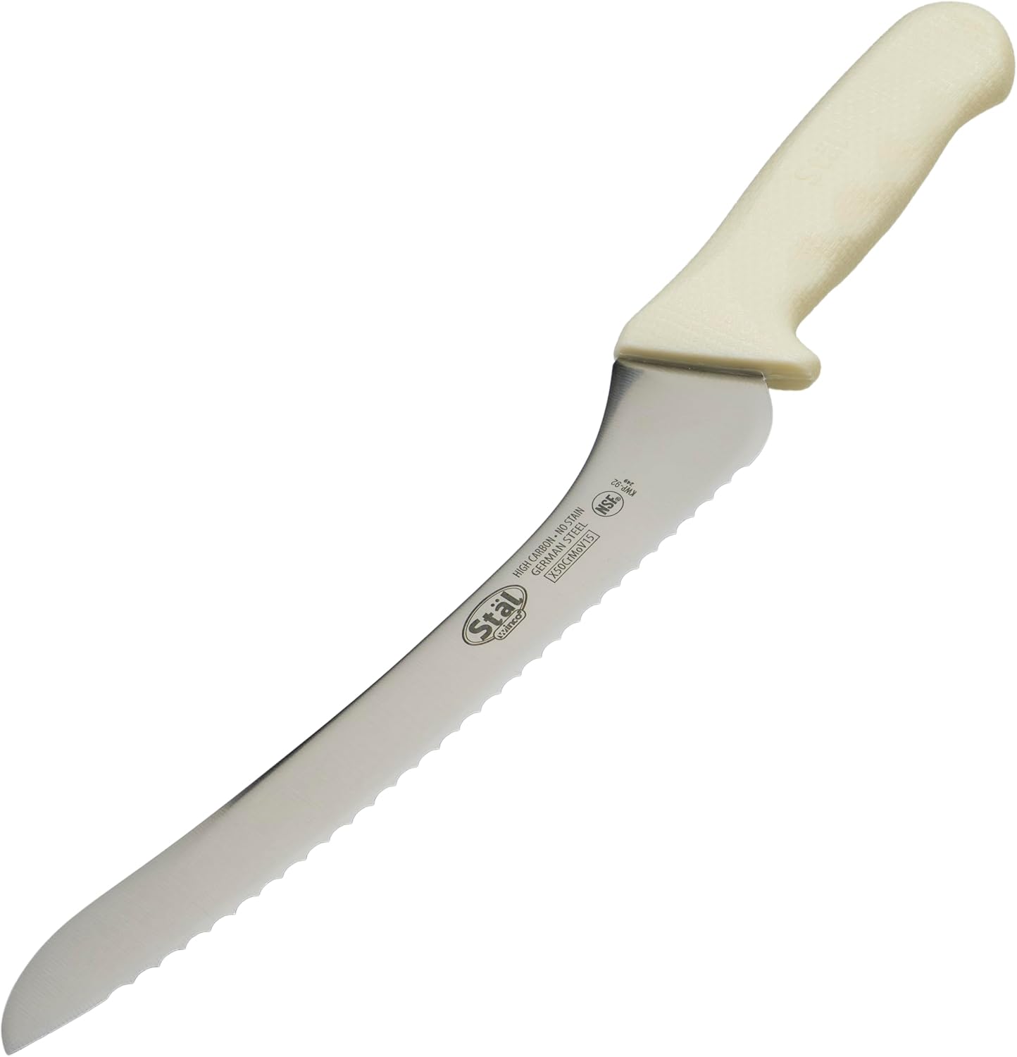 Sof-Tek, 10" Wide Bread/Pastry Knife, Soft Grip Handle,Silver/Black/Blue