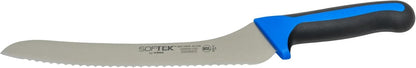Sof-Tek, 10" Wide Bread/Pastry Knife, Soft Grip Handle,Silver/Black/Blue