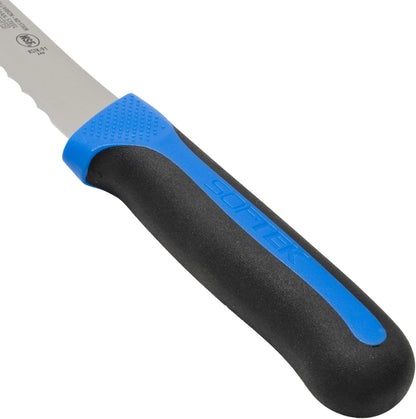 Sof-Tek, 10" Wide Bread/Pastry Knife, Soft Grip Handle,Silver/Black/Blue