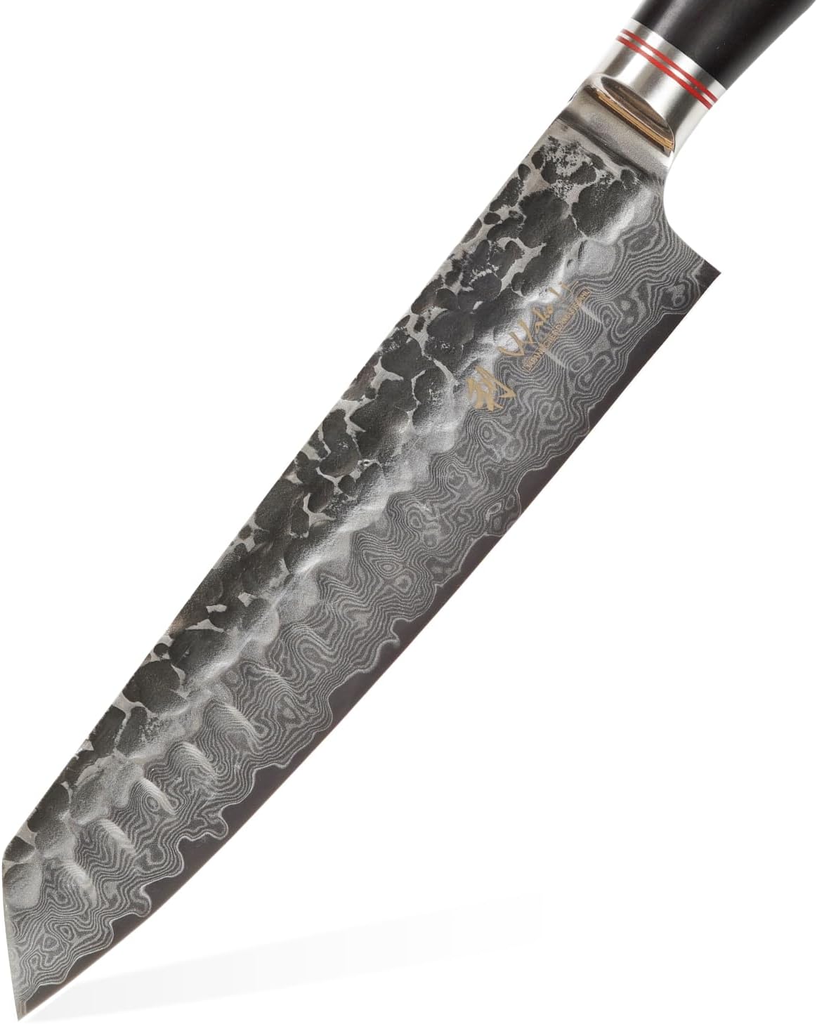 EBO BBQ Kiritsuke Knife, 7.9-Inch VG10 Damascus, Dark Oak Handle