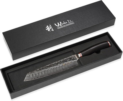 EBO BBQ Kiritsuke Knife, 7.9-Inch VG10 Damascus, Dark Oak Handle