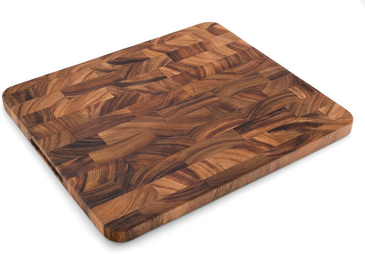 Gourmet Oslo End Grain Utility Cutting Board, 14 x 16 Inches, Natural Acacia Wood