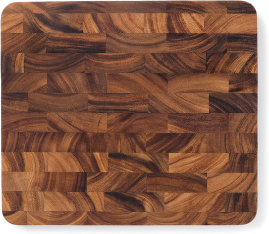 Gourmet Oslo End Grain Utility Cutting Board, 14 x 16 Inches, Natural Acacia Wood