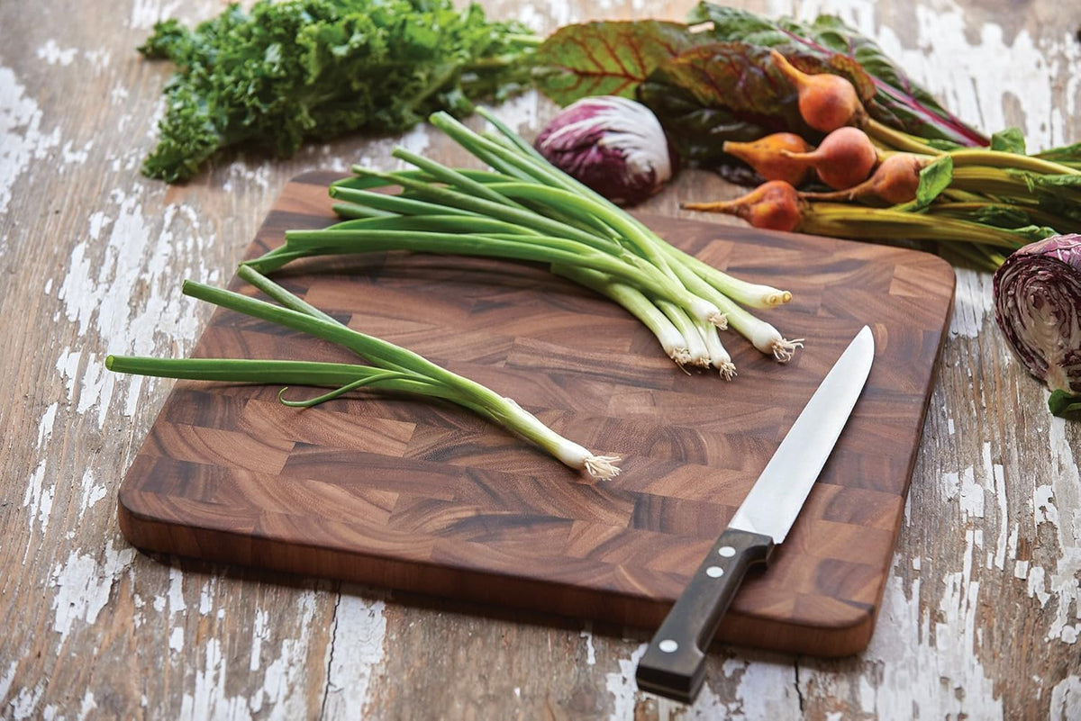 Gourmet Oslo End Grain Utility Cutting Board, 14 x 16 Inches, Natural Acacia Wood