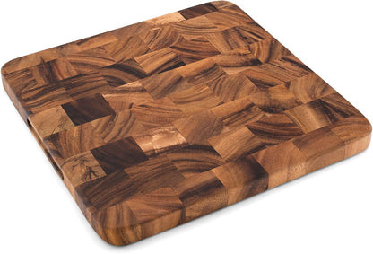 Gourmet Oslo End Grain Utility Cutting Board, 14 x 16 Inches, Natural Acacia Wood