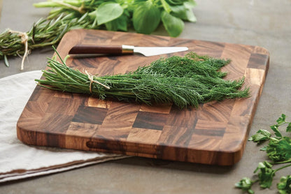 Gourmet Oslo End Grain Utility Cutting Board, 14 x 16 Inches, Natural Acacia Wood