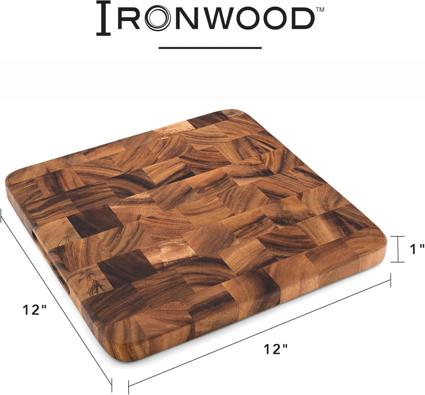 Gourmet Oslo End Grain Utility Cutting Board, 14 x 16 Inches, Natural Acacia Wood
