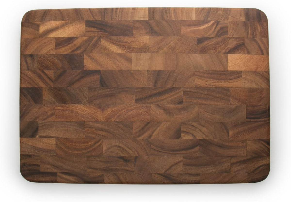 Gourmet Oslo End Grain Utility Cutting Board, 14 x 16 Inches, Natural Acacia Wood